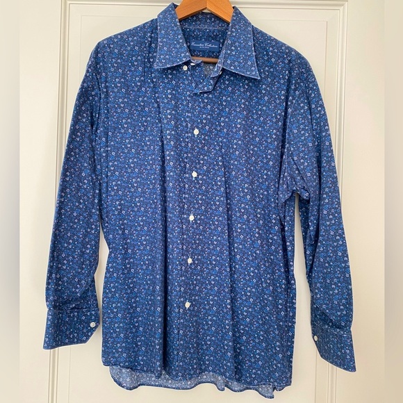 Executive Collection Tom James Men's Custom Button-up Long Sleeve XL Floral - Picture 1 of 16